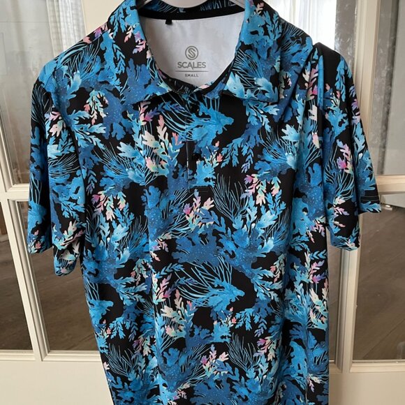 Scales Flower Print Polo Shirt - Picture 2 of 2